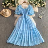 Rochie brodata Embrys cu maneci scurte