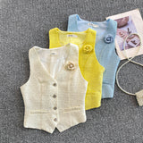 Vesta Venira din tweed cu brosa floare