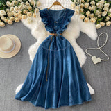 Rochie Denima din denim, curea inclusa