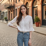 Bluza Jolanthe cu broderie florala