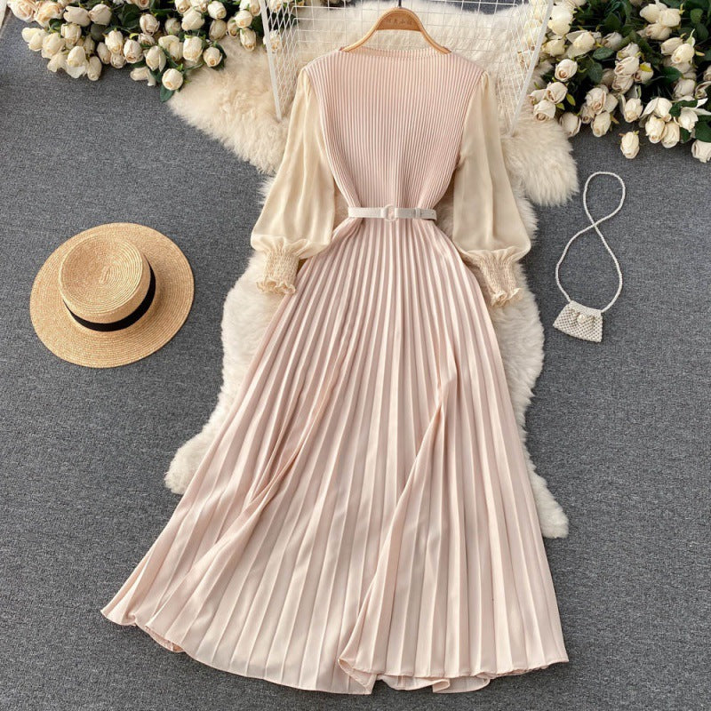 Rochie Orsa crem- cu pliuri - curea inclusa