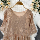 Rochie scurta Glowy, cu paiete
