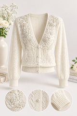 Jerseu Siana accesorizat cu perle si dantela