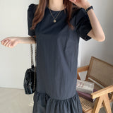 Rochie Irys neagra cu banda din tulle la baza