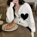 Cardigan Hyla din tricot fin, imprimat cu inimioare