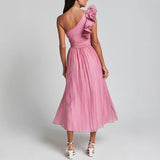 Rochie Renatte cu umar gol si volanase