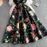 Rochie midi Ivanna cu imprimeu floral, usor evazata