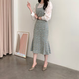 Rochie Sanda albastra din tweed