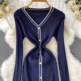 Rochie Aivora din tricot cu decolteu in V