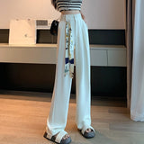 Pantaloni Nola crem largi cu talie inalta