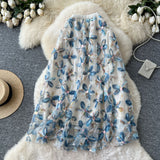 Fusta Aylin din tulle, cu flori 3D