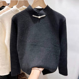 Bluza Sinera cu guler inalt accesorizat cu perle