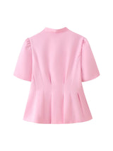 Sacou elegant Xia cu maneci scurte si brosa floare