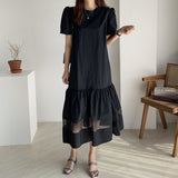 Rochie Irys neagra cu banda din tulle la baza