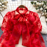 Camasa Dysis cu detalii florale si funda