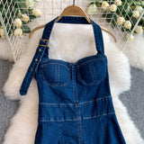 Rochie mulata Koca din denim, cu crapatura in fata