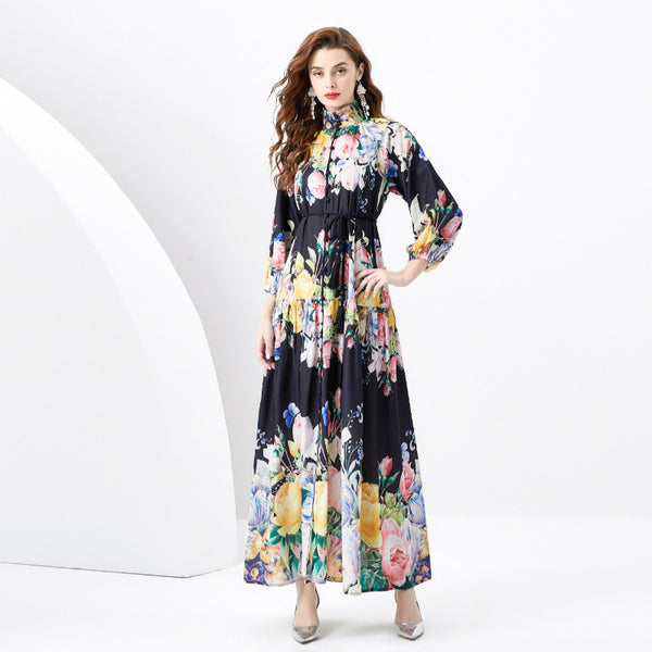 Rochie Oasis neagra cu imprimeu floral