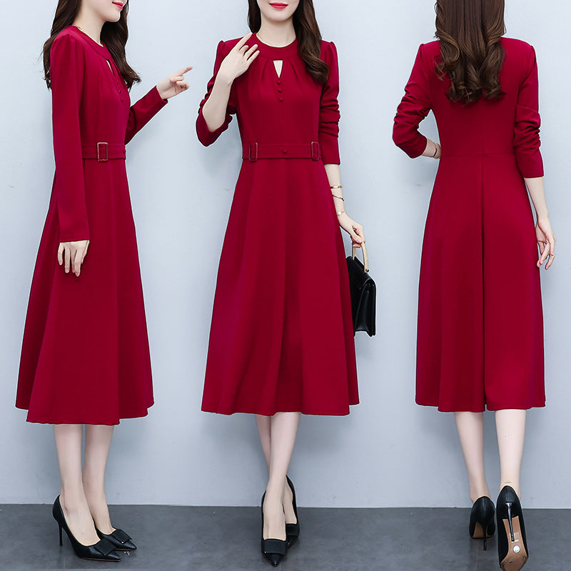 Rochie Fortune rosie accesorizata cu nasturi si curea