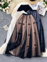 Fusta midi Aramis din tulle cu fundite