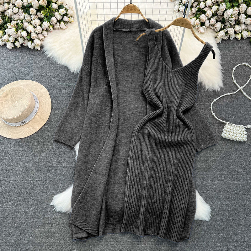 Set Noelia compus din cardigan si rochie din tricot moale