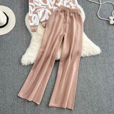 Set Abani bej din tricot compus din pantaloni si jerseu cu animal print