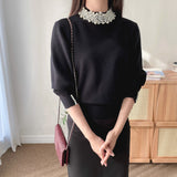 Bluza Ayana neagra accesorizata cu perle