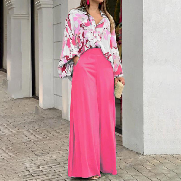 Set Lanny roz compus din pantaloni si camasa