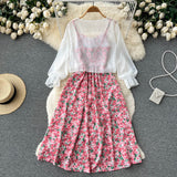 Set Delanie compus din rochie roz si camasa cu nod