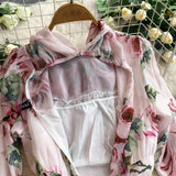 Rochie midi Liria cu imprimeu floral si funda