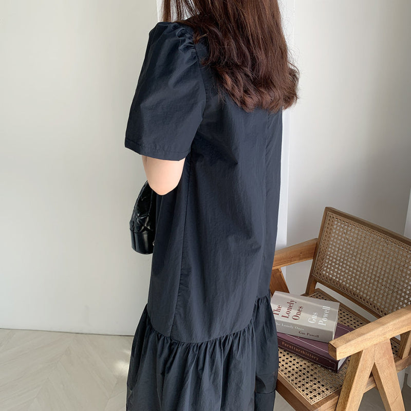 Rochie Irys neagra cu banda din tulle la baza