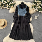 Set Eloise compus din camasa lunga tip rochie si vesta din denim