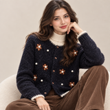 Jerseu Ralina din tricot cu broderie florala 3D