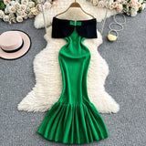 Rochie tricotata Merma tip sirena, umeri goi