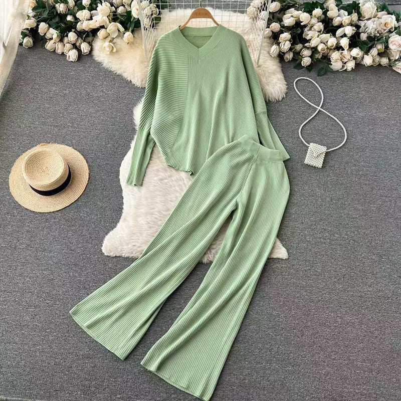 Set Kay verde compus din doua piese din tricot