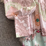 Rochie maxi Rammy cu imprimeu floral si curea in talie