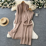 Set Tiffany compus din cardigan si rochie din tricot moale