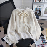 Jerseu Ettara din tricot cu panglica din dantela