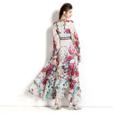 Rochie Oshea crem cu nasturi si imprimeu floral