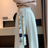 Pantaloni Nola crem largi cu talie inalta