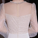 Rochie Havilah de eveniment cu maneci bufante si decolteu accesorizat cu perle