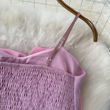 Top Hadley roz pudra cu bretele si floare tridimensionala
