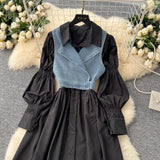 Set Eloise compus din camasa lunga tip rochie si vesta din denim