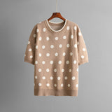 Set tricotat Darlia - tricou si fusta, cu buline