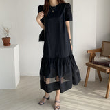 Rochie Irys neagra cu banda din tulle la baza