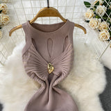 Rochie Tryva din tricot reiat cu decupaje