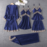 Set pijama Nergis alb din tesatura satinata si dantela - 5 piese