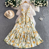 Rochie Monda, imprimeu floral si bretele subtiri