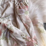 Rochie midi Maldes cu imprimeu floral si panglici