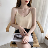 Top Minda crem cu bretele accesorizate cu perle