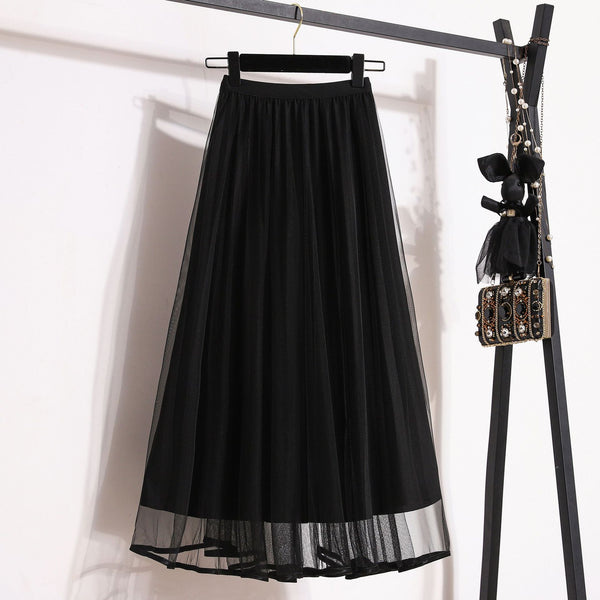 Fusta Renata neagra cu fata reversibila si banda elastica in talie